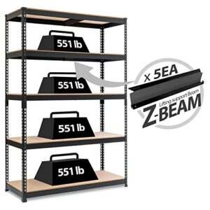 homedant z-beam 5 tier laminated heavy duty garage storage adjustable wide size metal shelving unit utility rack shelves organization multipurpose shelf shed warehouse 47.7"w x 18.2"d x 71.3"h 1pack