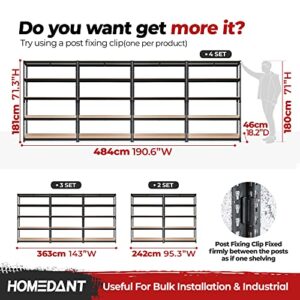 HOMEDANT Z-beam 5 Tier Laminated Heavy Duty Garage Storage Adjustable Wide Size Metal Shelving Unit Utility Rack Shelves Organization Multipurpose Shelf Shed Warehouse 47.7"W x 18.2"D x 71.3"H 1Pack