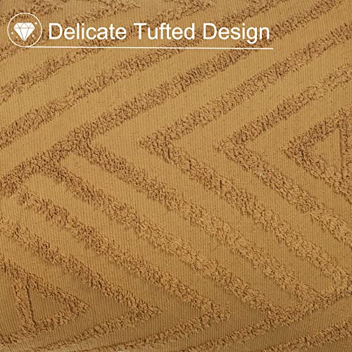 PHF Tufted Jacquard Comforter Sets Queen-3 Pieces Bed in A Bag Boho Comforter Set for Fall and Winter-Comfy Warm Textured Chenille Bedding Set Include Comforter and Pillow Shams, Light Caramel