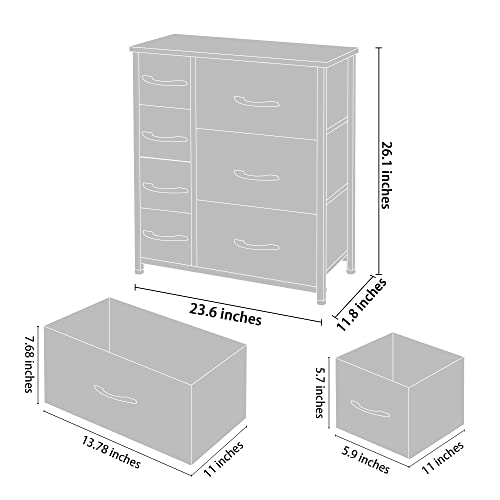 AZL1 Life Concept Vertical Dresser Storage Tower, Steel Frame, Wood Top, Easy Pull Fabric Bins-Organizer Unit for Bedroom, Hallway, Entryway, Closets-7 Drawers, Ivory