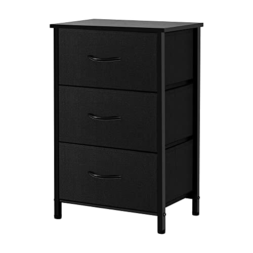 AZL1 Life Concept Storage Dresser Furniture Unit-Small Standing Organizer for Bedroom, Office, Living Room, and Closet-3 Drawer Removable Fabric Bins, Black