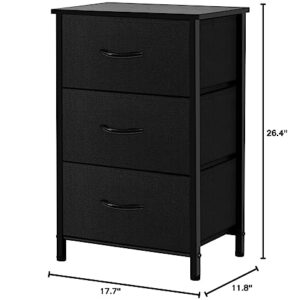 AZL1 Life Concept Storage Dresser Furniture Unit-Small Standing Organizer for Bedroom, Office, Living Room, and Closet-3 Drawer Removable Fabric Bins, Black