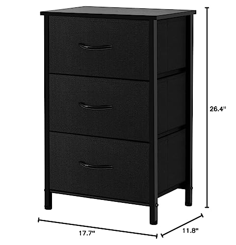 AZL1 Life Concept Storage Dresser Furniture Unit-Small Standing Organizer for Bedroom, Office, Living Room, and Closet-3 Drawer Removable Fabric Bins, Black