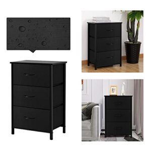 AZL1 Life Concept Storage Dresser Furniture Unit-Small Standing Organizer for Bedroom, Office, Living Room, and Closet-3 Drawer Removable Fabric Bins, Black