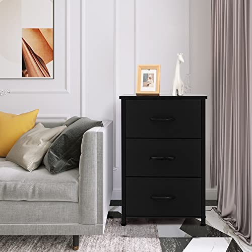 AZL1 Life Concept Storage Dresser Furniture Unit-Small Standing Organizer for Bedroom, Office, Living Room, and Closet-3 Drawer Removable Fabric Bins, Black