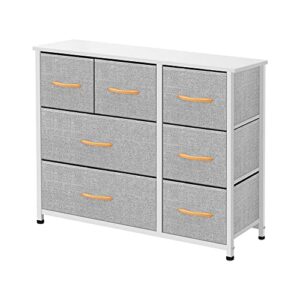 azl1 life concept dresser storage furniture organizer-large standing unit for bedroom, office, entryway, living room and closet-7 removable fabric drawers, light grey