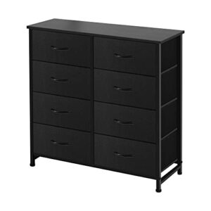 azl1 life concept storage dresser furniture unit-tall standing organizer for bedroom, office, living room, and closet-8 slim drawer removable fabric bins, black - 8