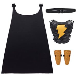 dc comics, black adam hero set, light-up chest plate, gauntlets, cape, 10+ sounds, black adam movie kids roleplay costume for boys and girls ages 4 and up