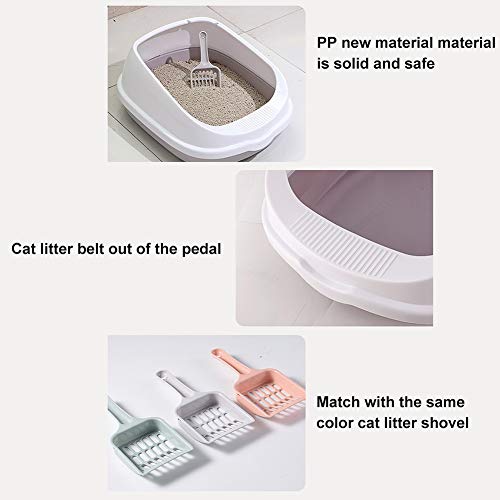 Shulemin Litter Box High Side and Back Litter Box Semi-Enclosed Detachable Pet Cats Sand Litter Box Scoop Toilet Tray Litter Pan Sifting Litter Box for Cats Dogs Grey S