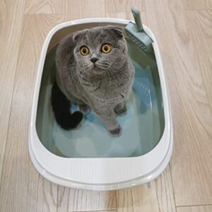 Shulemin Litter Box High Side and Back Litter Box Semi-Enclosed Detachable Pet Cats Sand Litter Box Scoop Toilet Tray Litter Pan Sifting Litter Box for Cats Dogs Grey S