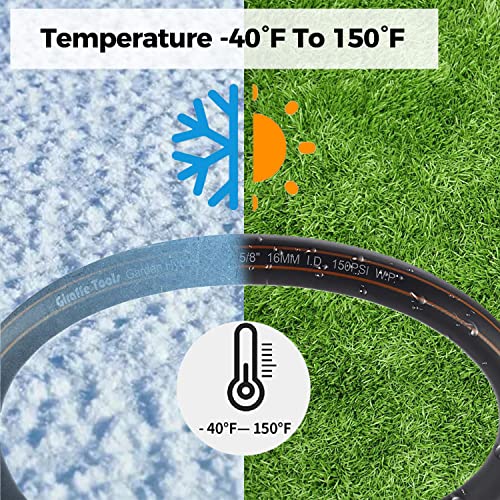 Giraffe Tools Garden Hose 5/8" x 25ft, Custom Length, No Kink, Flexible, Leakproof Water Hose, Male Female Fittings, 600 Burst PSI, 25ft, Black Orange