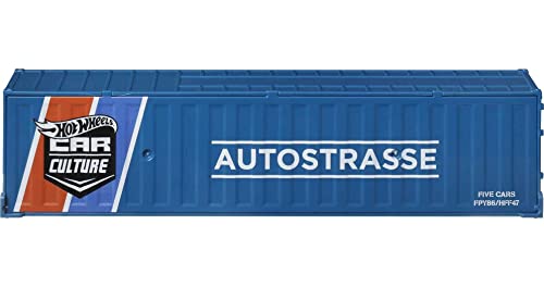 Hot Wheels Strasse, Autobahn, Autostrasse Container Set, 5 1:64 Scale Cars in Collectible Container, Metal/Metal & RealRiders, Gift for Collectors