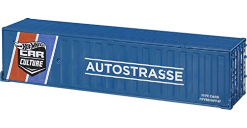 Hot Wheels Strasse, Autobahn, Autostrasse Container Set, 5 1:64 Scale Cars in Collectible Container, Metal/Metal & RealRiders, Gift for Collectors