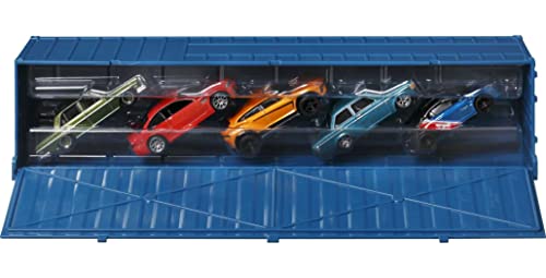 Hot Wheels Strasse, Autobahn, Autostrasse Container Set, 5 1:64 Scale Cars in Collectible Container, Metal/Metal & RealRiders, Gift for Collectors