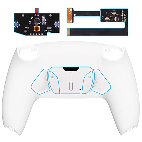 eXtremeRate White Programable RISE4 Remap Kit for PS5 Controller BDM 010 & BDM 020, Upgrade Board & Redesigned Back Shell & 4 Back Buttons for PS5 Controller - Controller NOT Included