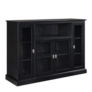 summit highboy tv stand with storage cabinets and shelves , black