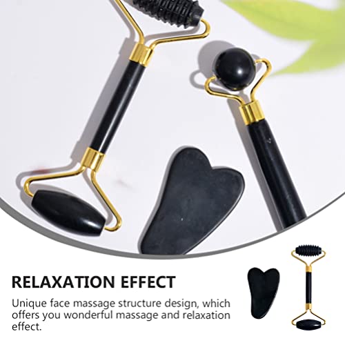 Beaupretty Massage Roller Massagers 2pcs Facial Roller Jade Face Massager Obsidian Eyes Cheeks Forehead Neck Skin Care Tool for Reduce Wrinkles Puffiness Massagers Skin Care Tools