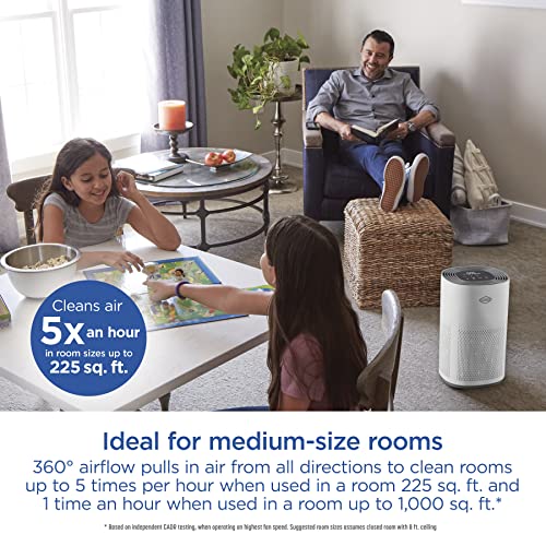 Clorox Air Purifiers for Home, True HEPA Filter, Medium Rooms Up to 1,000 Sq Ft, Removes 99.9% of Mold, Viruses, Wildfire Smoke, Allergens, Pet Allergies, Dust, AUTO Mode, Whisper Quiet