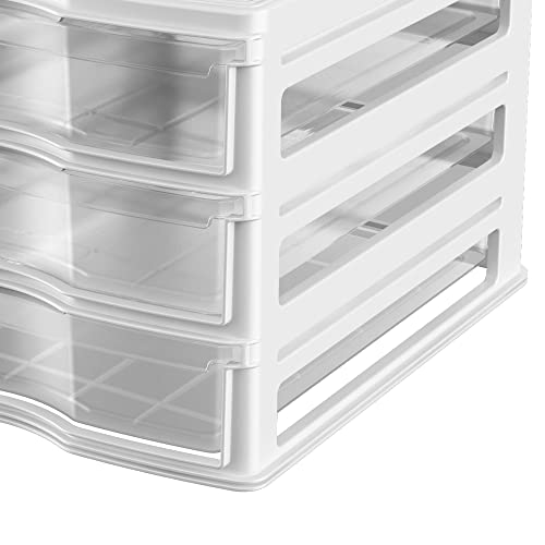 Life Story 3 Drawer Stackable Shelf Organizer Plastic Storage Drawers for Bathroom Storage, Make Up, Or Pantry Organization, White