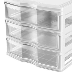 Life Story 3 Drawer Stackable Shelf Organizer Plastic Storage Drawers for Bathroom Storage, Make Up, Or Pantry Organization, White