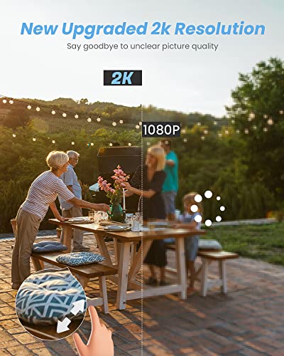 TOAIOHO 2K Security Camera Outdoor, Camera for Home Security Outside with Color Night Vision, Motion Detection and Alarm, 2-Way Talk, IP66 Waterproof, 360°Viewing,SD Card & Cloud Service