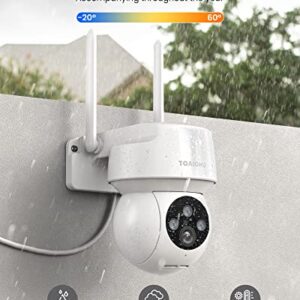 TOAIOHO 2K Security Camera Outdoor, Camera for Home Security Outside with Color Night Vision, Motion Detection and Alarm, 2-Way Talk, IP66 Waterproof, 360°Viewing,SD Card & Cloud Service