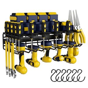 yidaimi power tool organizer with 5 drill rack,battery tool organizer and storage,garage heavy duty metal tool shelf,130 pounds weight limit,power tool holder wall mounted,5 cordless drills tool rack