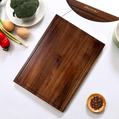 Cucina Green 30 Inches Noodle Board Stove Cover & Cutting Board - Large Acacia Wood Chopping Board with Juice Groove Adjustable Non Slip Rubberized Legs - Multi-Purpose Carving Board & Serving Tray