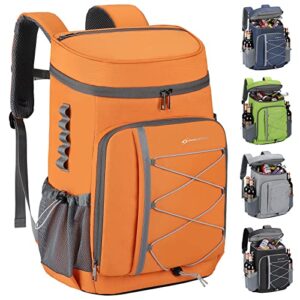 maelstrom cooler backpack,35 can backpack cooler leakproof,insulated soft cooler bag,beach cooler camping cooler,ice chest backpack,travel cooler for grocery shopping,kayaking,fishing,hiking,orange