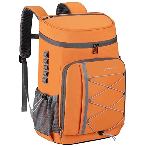 Maelstrom Cooler Backpack,35 Can Backpack Cooler Leakproof,Insulated Soft Cooler Bag,Beach Cooler Camping Cooler,Ice Chest Backpack,Travel Cooler for Grocery Shopping,Kayaking,Fishing,Hiking,Orange