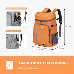 Maelstrom Cooler Backpack,35 Can Backpack Cooler Leakproof,Insulated Soft Cooler Bag,Beach Cooler Camping Cooler,Ice Chest Backpack,Travel Cooler for Grocery Shopping,Kayaking,Fishing,Hiking,Orange