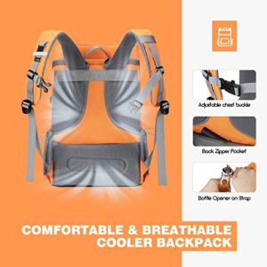 Maelstrom Cooler Backpack,35 Can Backpack Cooler Leakproof,Insulated Soft Cooler Bag,Beach Cooler Camping Cooler,Ice Chest Backpack,Travel Cooler for Grocery Shopping,Kayaking,Fishing,Hiking,Orange