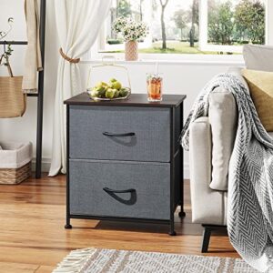 WLIVE 2-Drawer Nightstand and 5-Drawer Dresser Set, Fabric Storage Tower for Bedroom, Hallway, Nursery, Closets, Tall Chest Organizer Unit with Textured Print Fabric Bins, Steel Frame