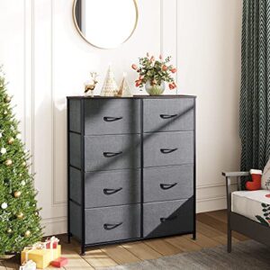 WLIVE 5-Drawer Dresser and 8-Drawer Dresser Set, Fabric Storage Tower for Bedroom, Hallway, Nursery, Closets, Tall Chest Organizer Unit with Textured Print Fabric Bins, Steel Frame, Wood Top, Easy Pul