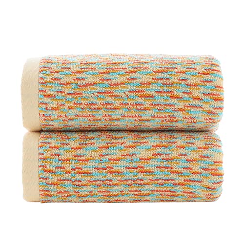 Pidada Hand Towels Set of 2 Colorful Striped Pattern 100% Cotton Soft Absorbent Decorative Towel for Bathroom 13.4 x 29.1 Inch (Yellow)