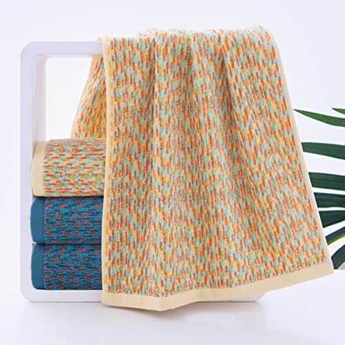 Pidada Hand Towels Set of 2 Colorful Striped Pattern 100% Cotton Soft Absorbent Decorative Towel for Bathroom 13.4 x 29.1 Inch (Yellow)