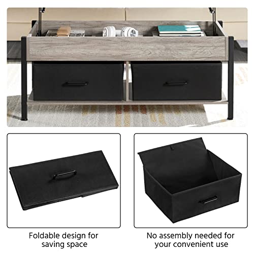 Yaheetech 47.5 Inch Lift Top Coffee Table with Hidden Compartment and 2 Fabric Storage Baskets, Rustic Wood Center Table with Tabletop Raisable Top for Living Room, Gray