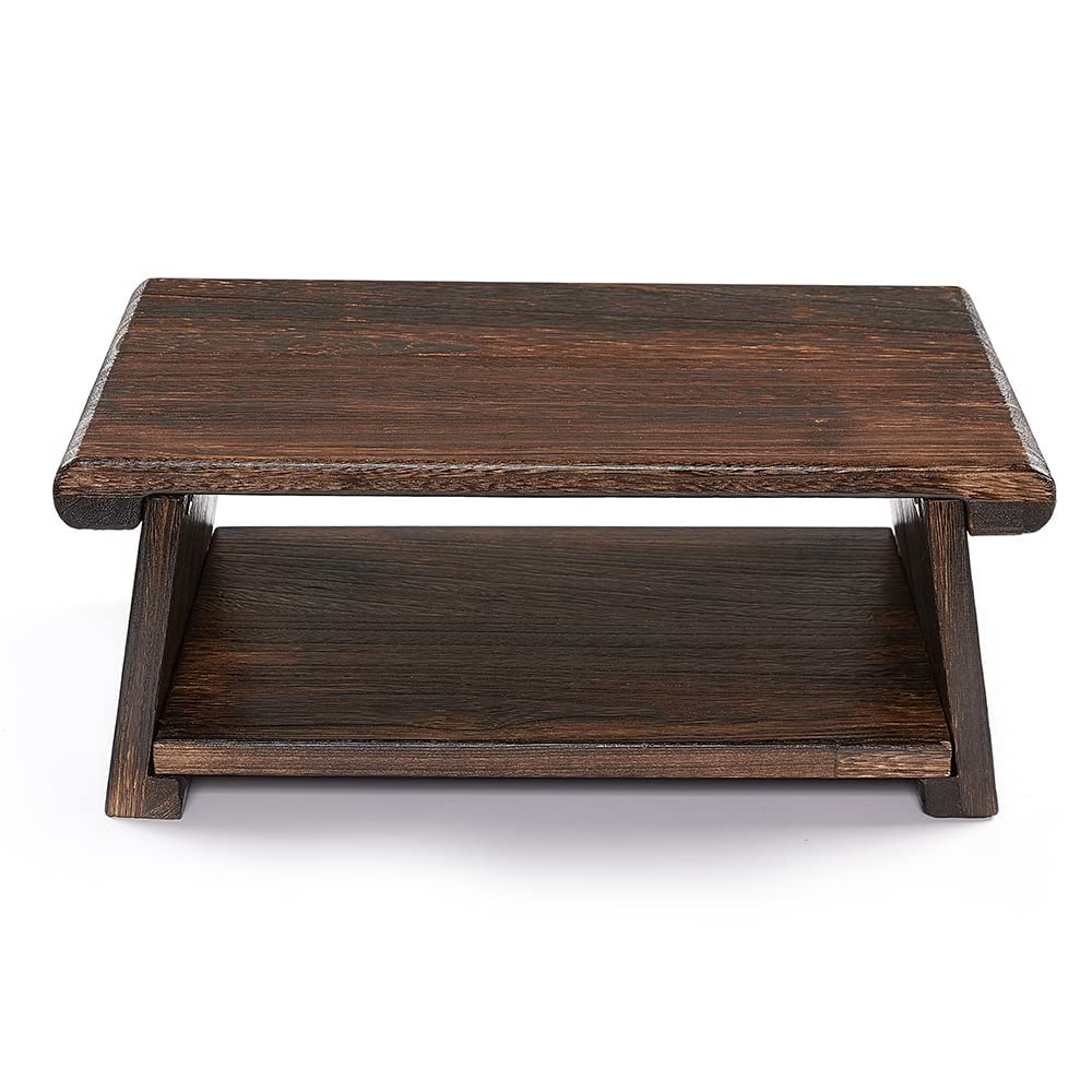 SINOBEST Antique Table with Folding Legs, Wooden Coffee Table, Japanese Floor Tea Table, Laptop Tatami Table, Multifunctional Low Table (19.7”x11.8”x7.9”)