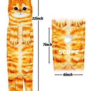 Infaccial Funny Cat Hand Towels for Bathroom Kitchen-Cute Hanging Cat Towel Decorative Animal Washcloths Face Towels Cat Decor-Funny Cat Gifts for Cat Lovers/House Warming Gifts for Women(Orange Cat)