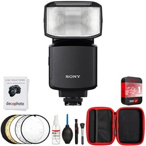 sony hvl-f60rm2 compact wireless radio flash bundle with deco photo all-in-one cleaning kit, deco gear 23-inch / 60cm 5-in-1 collapsible multi-disc light reflector and 1 yr cps protection pack