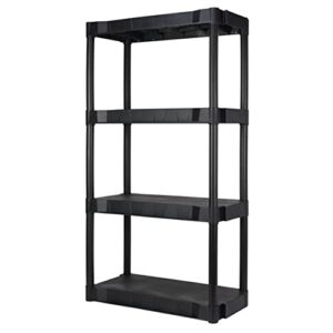 4 shelf plastic shelving unit, black