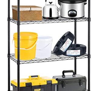 MKDLUFEI 4 Tier Adjustable Storage Shelf Metal Storage Rack Wire Shelving Unit Storage Shelves Metal 1000Lbs Capacity 14''Lx36''Wx54''H NSF Certification for Pantry Closet Kitchen Storage Black