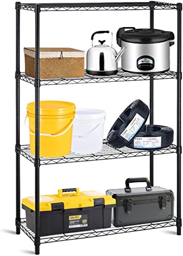 MKDLUFEI 4 Tier Adjustable Storage Shelf Metal Storage Rack Wire Shelving Unit Storage Shelves Metal 1000Lbs Capacity 14''Lx36''Wx54''H NSF Certification for Pantry Closet Kitchen Storage Black