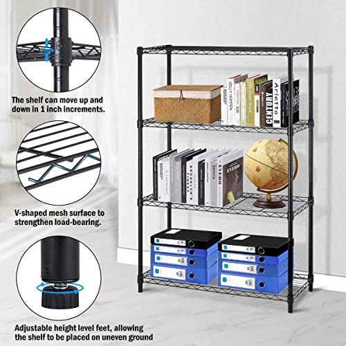 MKDLUFEI 4 Tier Adjustable Storage Shelf Metal Storage Rack Wire Shelving Unit Storage Shelves Metal 1000Lbs Capacity 14''Lx36''Wx54''H NSF Certification for Pantry Closet Kitchen Storage Black