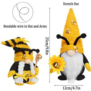 CRCZK Bumble Bee Gnome Plush - Mr and Mrs Honeybee Spring Gnomes Plushie Ornaments -Scandinavian Tomte Elf World Bee Day Decor, Swedish Dwarf Figurine Table Shelf Tiered Tray Decorations bee gnome