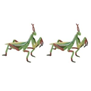fake mantis insect figure model: plastic praying mantis figurines model kit insect animal prank gifts for table decor garden animal props 2pcs