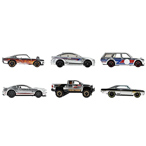 Hot Wheels Zamac Multipacks of 6 Toy Cars, 1:64 Scale, Authentic Decos, Popular Castings, Rolling Wheels, Gift for Kids 3 Years Old & Up & Collectors