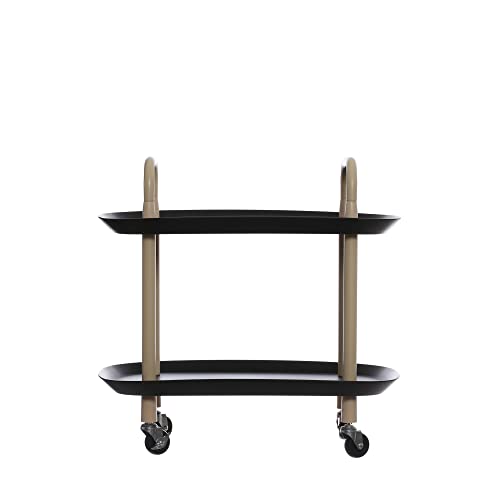 Main + Mesa Modern Plastic and Metal 2-Tier Trolley, Black and Sand