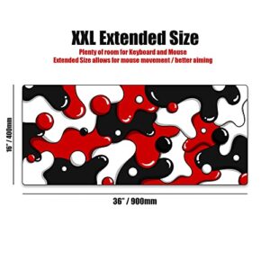 Kraken Keyboards DRIP XXL Red Gaming Mouse Pad - Professional Artisan Red Mouse Pad - Red Gaming Desk Mat - 36" x 16" Extended XXL Mouse Mat (Darth)