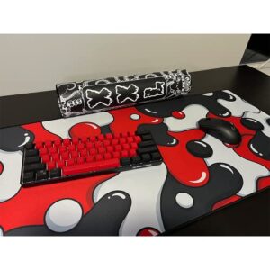 Kraken Keyboards DRIP XXL Red Gaming Mouse Pad - Professional Artisan Red Mouse Pad - Red Gaming Desk Mat - 36" x 16" Extended XXL Mouse Mat (Darth)
